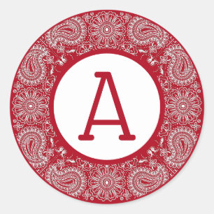 Red Bandanna Personalise Classic Round Sticker
