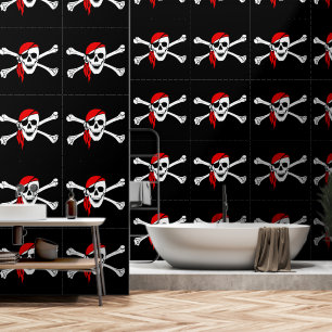 Red Bandanna Pirate Flag Black Wallpaper