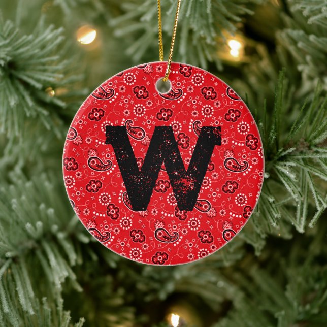 Red Bandanna Rustic Modern Cowboy Ranch Colourful Ceramic Tree Decoration (Tree)