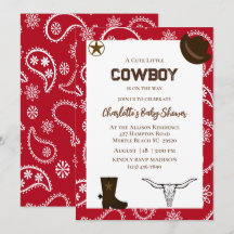 Red Bandanna Western Cowboy Birthday Invitation