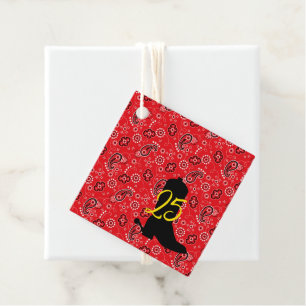 Red Bandanna Western Cowboy Boot Spurs AGE Fun Favour Tags