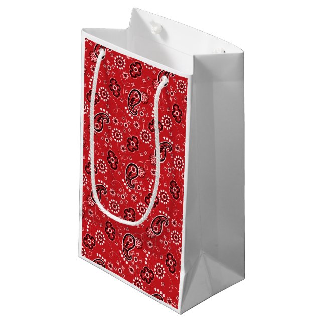 Red Bandanna Western Cowboy Ranch Rodeo Adventure Small Gift Bag (Front Angled)
