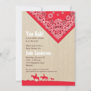 Red Bandanna Western Invitation