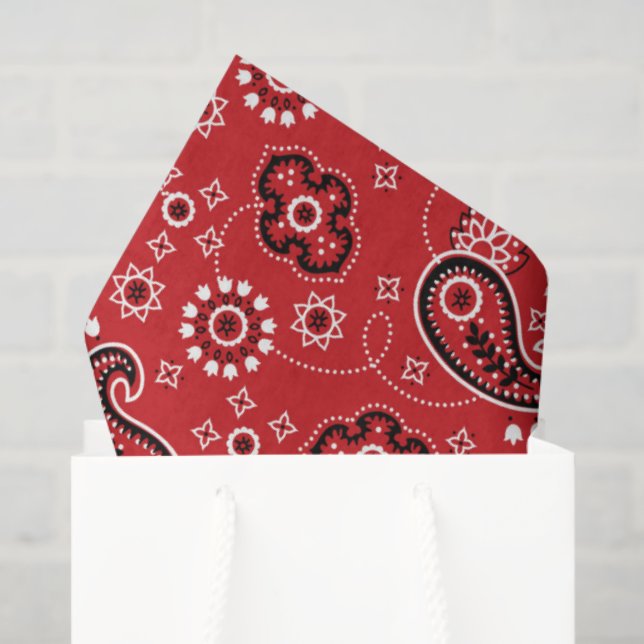 Red Bandanna Western Modern Cowboy Fun Tissue Paper (Gift Bag)