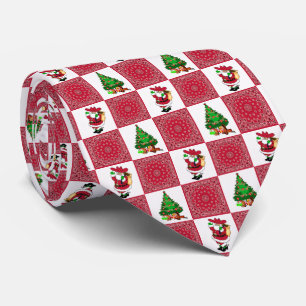 Red Bandanna With Cowboy Santa Holiday Necktie