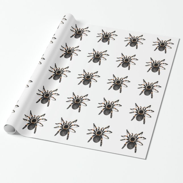 Red Banded Tarantula Spider Wrapping Paper (Unrolled)