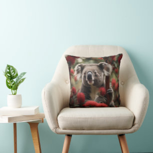 Red Banksia Tree With Koala Bear, Cushion