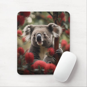 Red Banksia Tree With Koala Bear, Mouse Mat