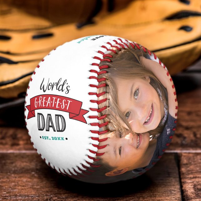 Red Banner World’s Greatest Dad Typography Modern Baseball (Creator Uploaded)