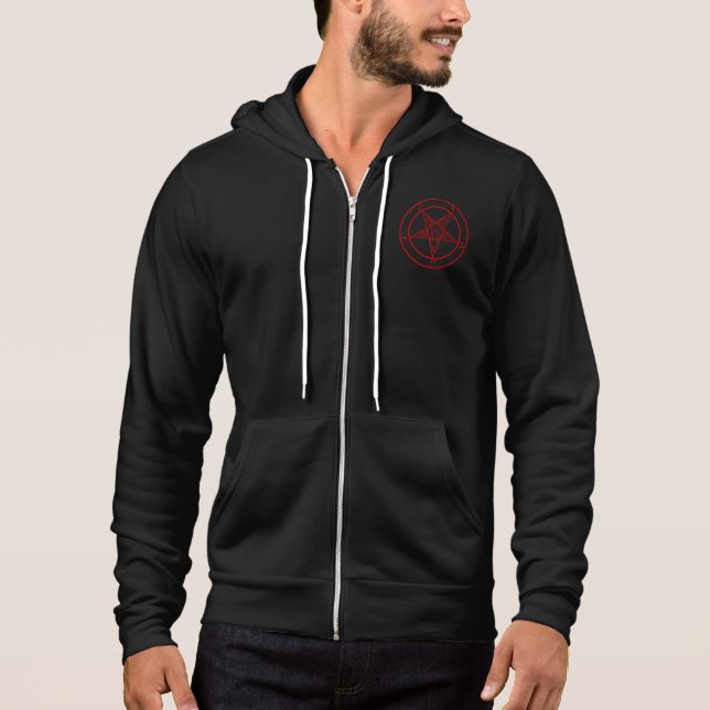 Red Baphomet Cali. Fleece Sleeveless Zip Hoodie (Front)