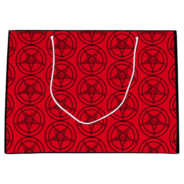 Red Baphomet Pentagram Large Gift Bag (Front)