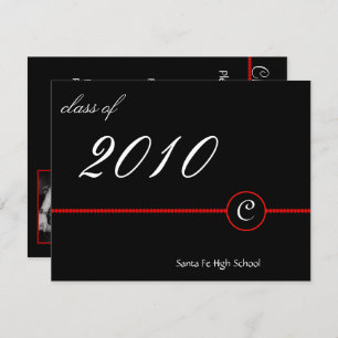 Red Bar Monogram Photo Invitation