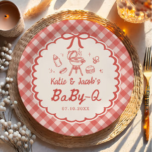 Red Barbecue Baby-Q Baby Shower Paper Plates