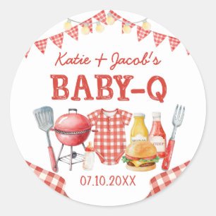 Red Barbecue Baby-Q Baby Shower Sticker