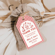 Red Barbecue BBQ Baby-Q Baby Shower Gift Tag