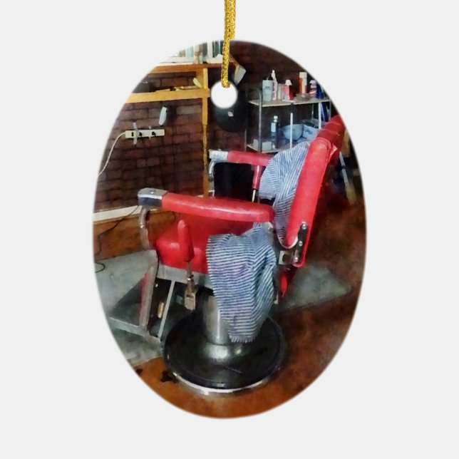 Red Barber Chair Ceramic Tree Decoration (Front)