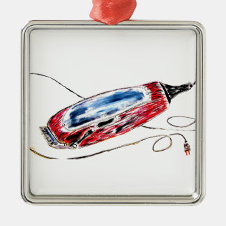 Red Barber Clippers Metal Tree Decoration
