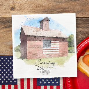 Red Barn 250 Years Americana 4th of July Party Napkin