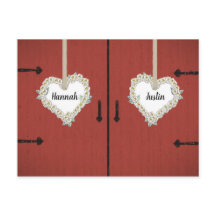 Red Barn and Daisies Country Wedding Save the Date