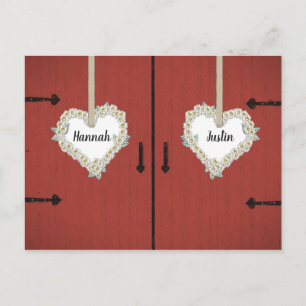 Red Barn and Daisies Country Wedding Save the Date Postcard