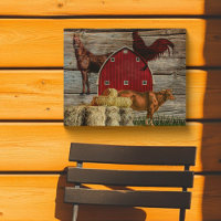Red Barn And Farm Animals