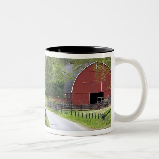 Red barn and farm house near Berlin, Ohio. Two-Tone Coffee Mug (Right)