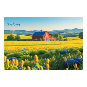 Red Barn and Rolling Hills Photo Print