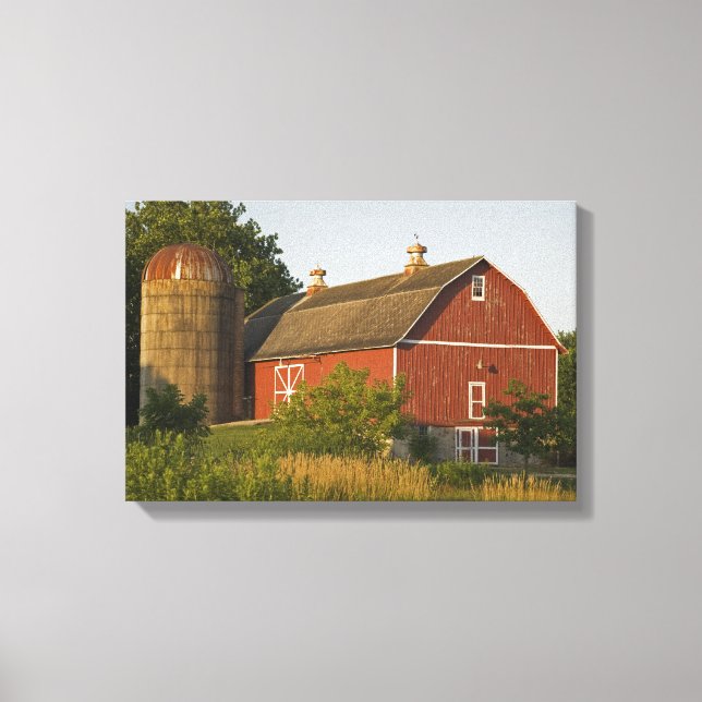 Red Barn and Silo Canvas Print (Front)