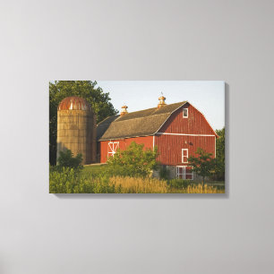 Red Barn and Silo Canvas Print