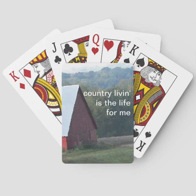 Red Barn Autumn Trees Playing Cards (Back)