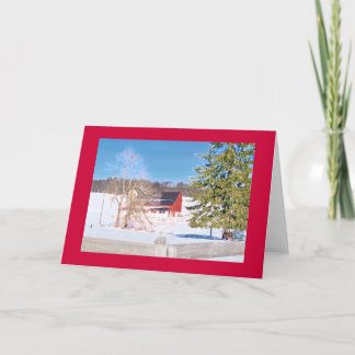 Red Barn behind Fence on "National Pike" Card