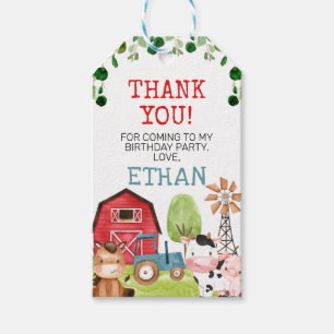 Red Barn Blue Tractor Farm Farmyard Birthday Gift Tags