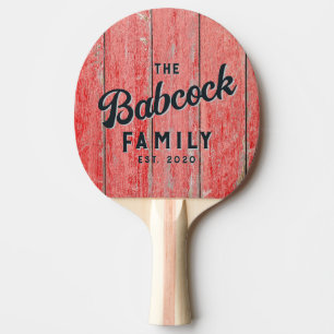Red Barn Boards Retro Family Name & Year Ping Pong Paddle