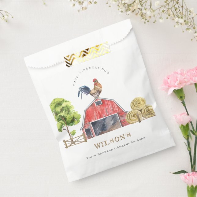 Red Barn Chicken Farm Watercolor Kids Birthday Favour Bags (Sealed)