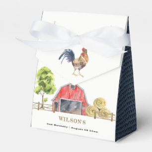 Red Barn Chicken Farm Watercolor Kids Birthday Favour Box