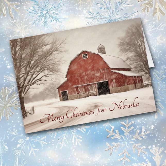 Red Barn Christmas in Nebraska Card (Creator Uploaded)