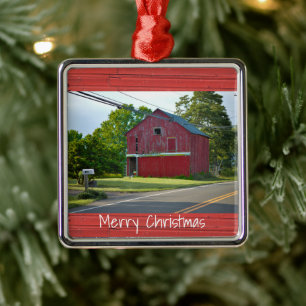 Red Barn Christmas Ornament