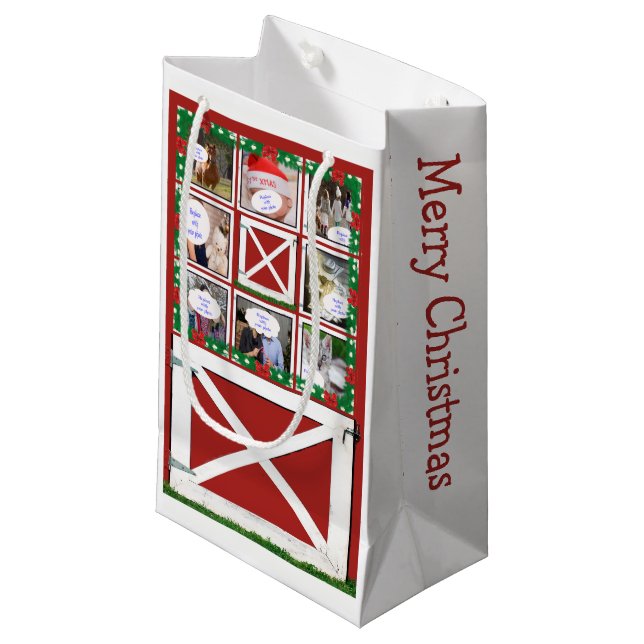 Red Barn Door Custom 8 or 16 Photo Gift Bag (Front Angled)