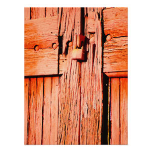 Red Barn Door with Lock Photo Print