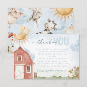 Red Barn Farm Animal Thank You Card Letter Note