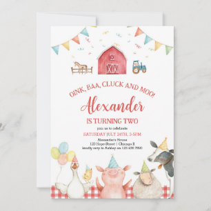 Red Barn Farm Animals Barnyard Birthday Invitation