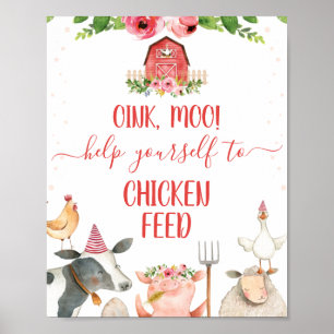 Red Barn Farm Animals Birthday Party Sign