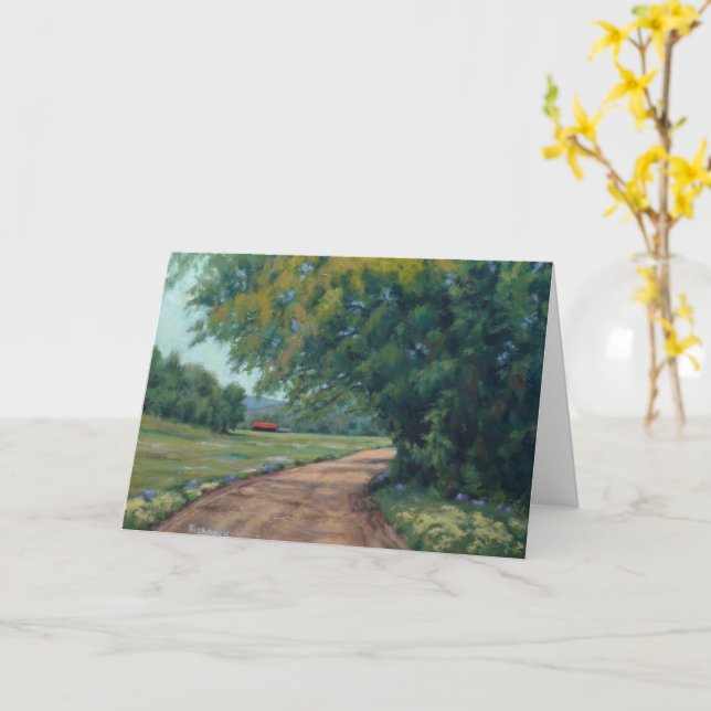 Red Barn Farm Country Memorial Card (Yellow Flower)