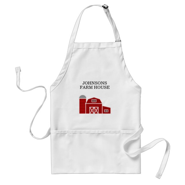 Red barn farm house custom kitchen apron (Front)
