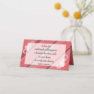 Red Barn Flowers Wood Wedding Charity Favours Place Card