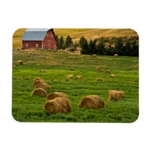 Red Barn, hay bales, Albion, Palouse Area 2 Magnet
