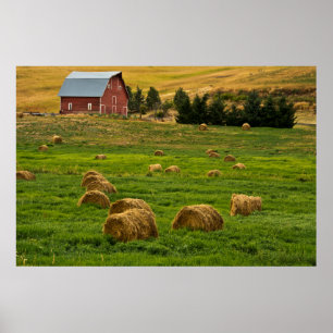 Red Barn, hay bales, Albion, Palouse Area 2 Poster