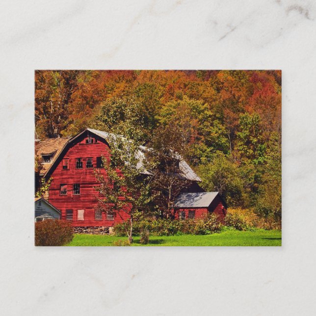 Red Barn in Autumn ATC Business Card (Front)