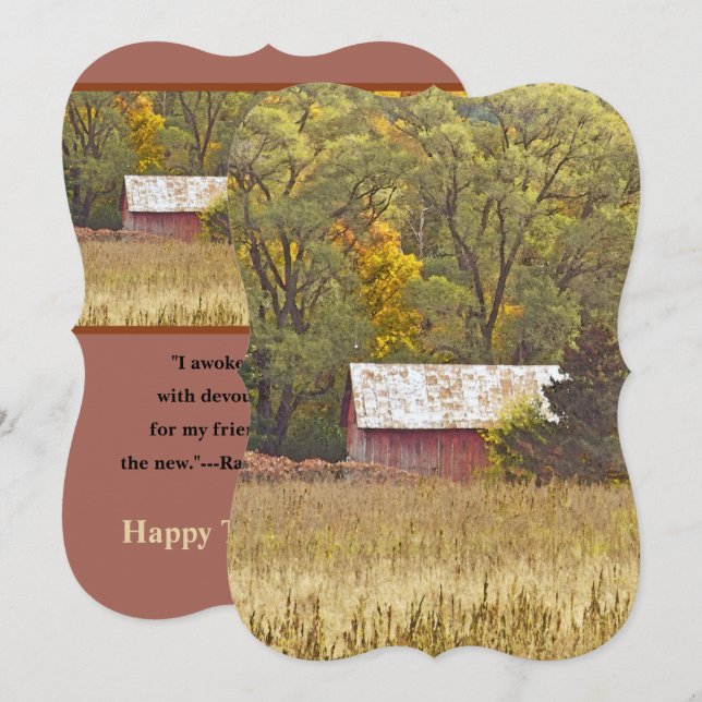  RED BARN IN FIELD/ HAPPY THANKSGIVING (Front/Back)