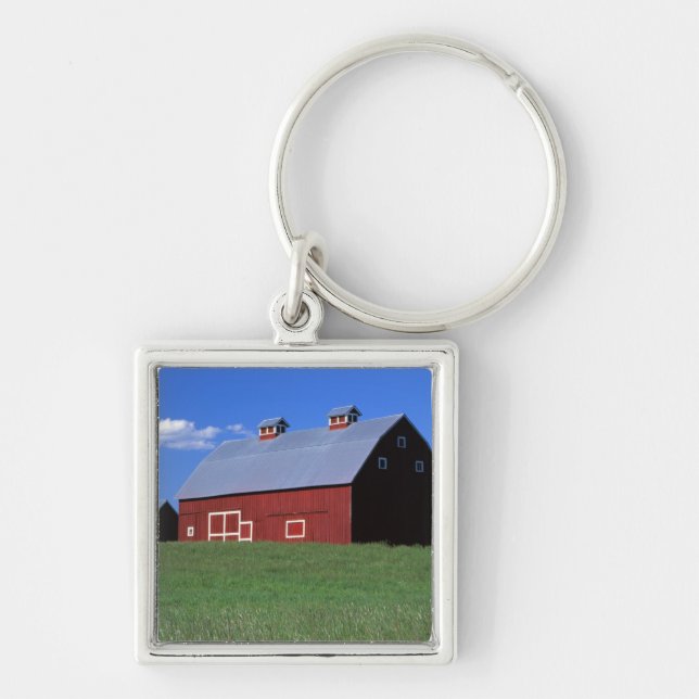 Red barn in Latah County, Idaho state PR MR) Key Ring (Front)